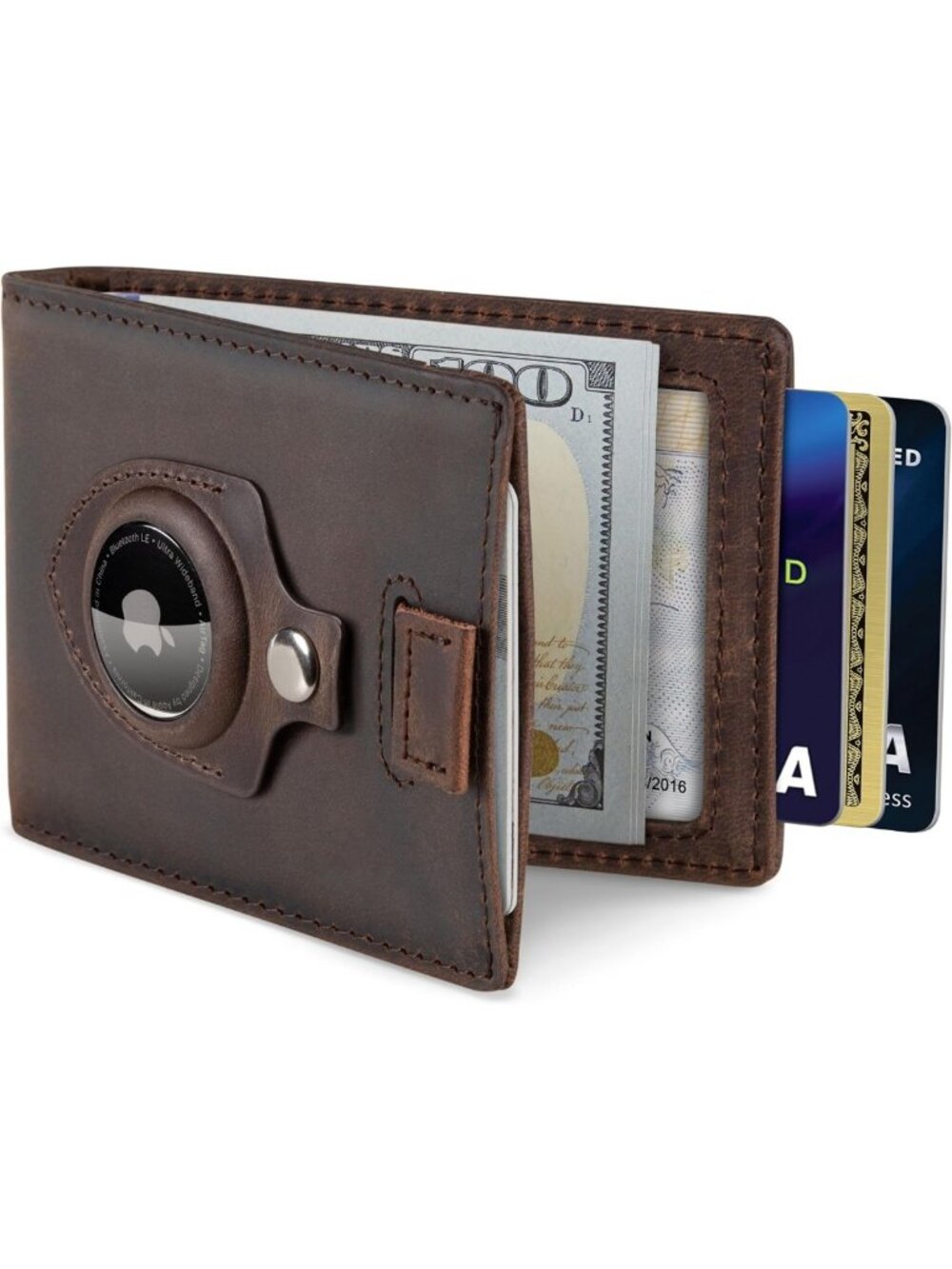RFID Blocking Slim Leather Money Clip Wallet - Minimalist Front Pocket Card